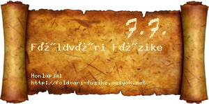 Földvári Füzike névjegykártya
